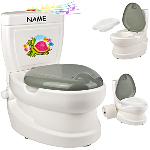 alles-meine.de GmbH Kindertoilette Spülgeräusch + Licht Effekt - Wasserspülung Modell wählbar inkl. Name -Töpfchen/Nachttopf/Babytopf - mit Deckel - weiß - Musik - Toil.. von alles-meine.de GmbH