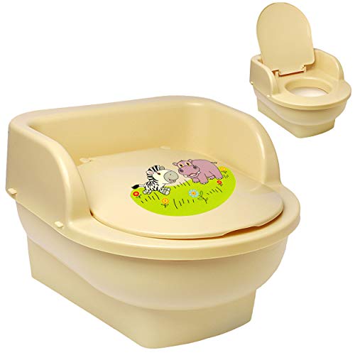 alles-meine.de GmbH Kindertoilette - Töpfchen/Nachttopf/Babytopf - mit Deckel - beige - Creme Tiere - Zebra & Nilpferd Bieco - groß - Reisetoilette - Babytöpfchen/Kinde.. von alles-meine.de GmbH