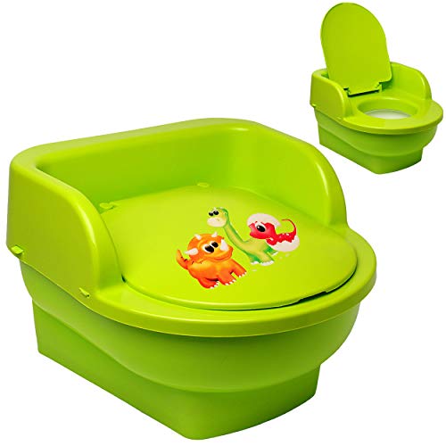 alles-meine.de GmbH Kindertoilette - Töpfchen/Nachttopf/Babytopf - mit Deckel - grün - apfelgrün Tiere - Dinosaurier - Dino Bieco - groß - Reisetoilette - Babytöpfchen / .. von alles-meine.de GmbH