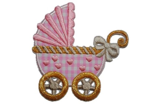 alles-meine.de GmbH Kinderwagen rosa 6,9 cm * 7,1 cm Bügelbild Aufnäher Applikation pink Mädchen von alles-meine.de GmbH