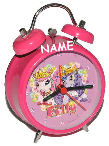 alles-meine.de GmbH Kinderwecker Filly Einhorn Magic - incl. Namen - für Kinder Wecker rosa Pferd Metall - Alarm Mädcher Analog - analoge Uhr von alles-meine.de GmbH