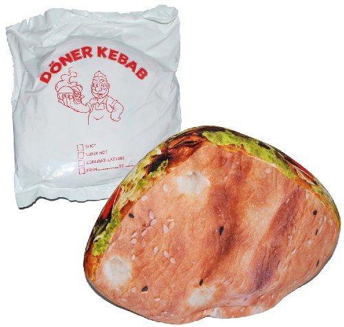 alles-meine.de GmbH Kissen als Döner Kebab 47 cm * 39 cm - Kuschelkissen/mit Dönerbeutel - Dönerkissen - groß sehr weich für Kinder + Erwachsene - Schmusekissen Türkei Dönerfle.. von alles-meine.de GmbH