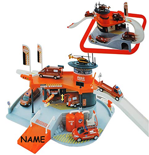 alles-meine.de GmbH Komplettset: 3-D Spielmatte Feuerwehr/Feuerwehrstation incl. Name - Straße - 1/64 - für Auto/Fahrzeuge für Kinder zum Spielen + Bauen aus Plastik/Kunsts.. von alles-meine.de GmbH