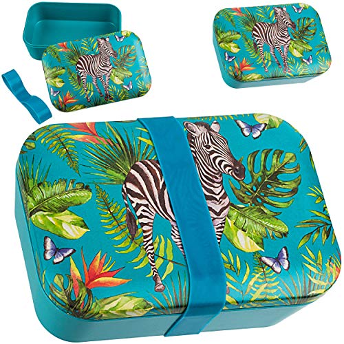 alles-meine.de GmbH Kunststoff - Lunchbox/Brotdose - Dschungel Tiere - Zebra - BPA frei - mit Gummiband - Brotbüchse Küche Essen - für Erwachsene & Kinder - Mädchen Jungen - Ve.. von alles-meine.de GmbH