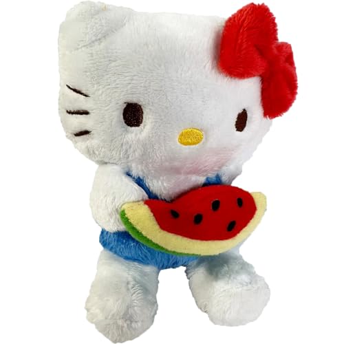 alles-meine.de GmbH Kuscheltier - Katze - Helllo Kitty - mit Melone - 15 cm - Plüschtier Baby Kleinkinder Kinder Schmusetier - Katzen Kätzchen Plüschkatze von alles-meine.de GmbH