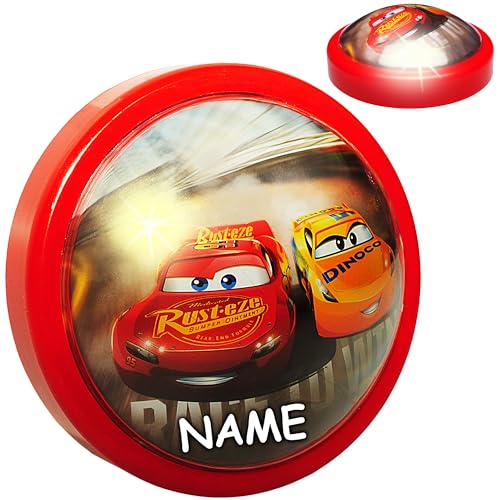 alles-meine.de GmbH LED Nachtlicht - Cars/Lightning McQueen - Auto - rot - inkl. Name - Batterie betrieben - magisches Licht & Schlummerlicht - zum Drücken - Touch - Baby /.. von alles-meine.de GmbH