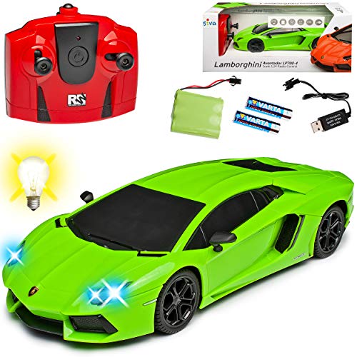 alles-meine.de GmbH Lamborgihini Aventador LP700-4 Coupe Grün 2,4 GHz RC Funkauto mit Beleuchtung und Akkupack 1/24 Siva Modell Auto mit individiuellem Wunschkennzeichen von alles-meine.de GmbH