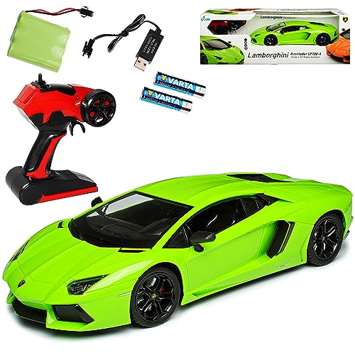 alles-meine.de GmbH Lamborgihini Aventador LP700-4 Grün - Komplettset mit Akku - 2,4 GHz RC Funkauto - mit Beleuchtung - sofort startklar - 1/14 Modell Auto mit individiuellem Wu.. von alles-meine.de GmbH