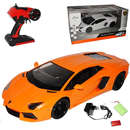 alles-meine.de GmbH Lamborgihini Aventador LP700-4 Orange - Komplettset mit Akku - 2,4 GHz RC Funkauto - mit Beleuchtung - sofort startklar - 1/14 Modellcarsonline Modell Auto von alles-meine.de GmbH