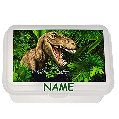 alles-meine.de GmbH Lunchbox/Brotdose - Dinosaurier/Tyrannosaurus Rex - inkl. Name - transparent & durchsichtig - Brotbüchse Küche Essen - für Mädchen & Jungen - Kinder Vespe.. von alles-meine.de GmbH