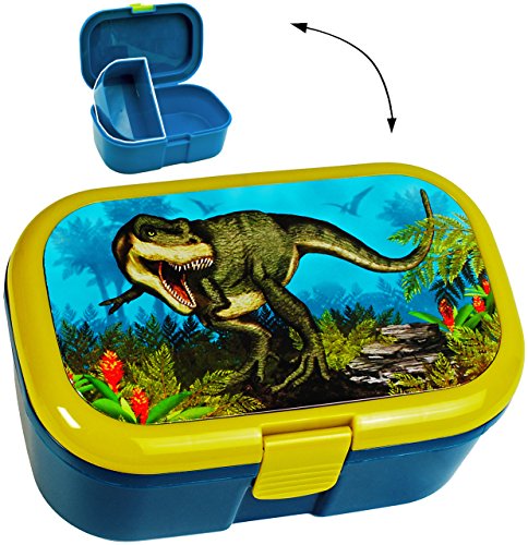 alles-meine.de GmbH Lunchbox/Brotdose - Dinosaurier - Dino T-Rex - mit extra Einsatz/herausnehmbaren Fach - Brotbüchse Küche Essen - für Mädchen & Jungen - Tyrannosaurus .. von alles-meine.de GmbH