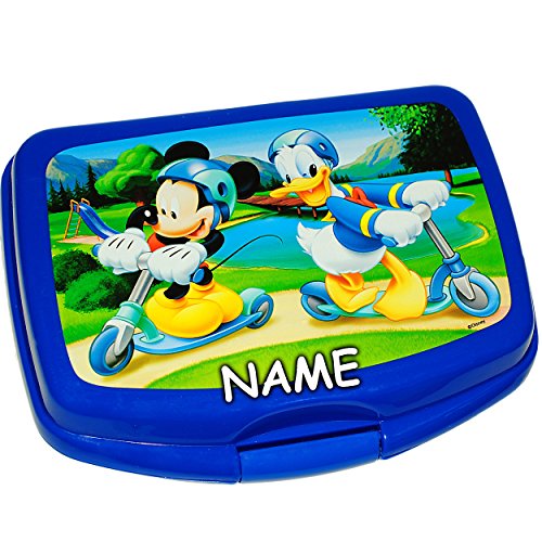 alles-meine.de GmbH Lunchbox/Brotdose - - Mickey Maus & Donald Duck - inkl. Name - SUPERLEICHT - Brotbüchse Küche Essen - 1 Fach - für Mädchen & Jungen - Kinder Vesperdose .. von alles-meine.de GmbH