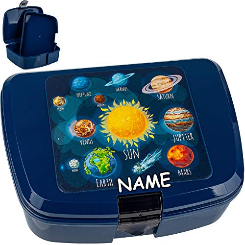 alles-meine.de GmbH Lunchbox/Brotdose - Weltraum - Planeten/Erde - BPA frei - inkl. Name - mit extra Einsatz/Fächern - herausnehmbaren Fach - Brotbüchse Küche Essen - für M.. von alles-meine.de GmbH