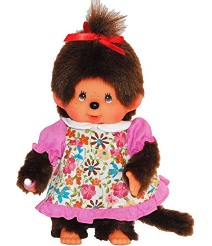 alles-meine.de GmbH Mädchen - Monchhichi - Blumenmuster Kleid - 1 Zopf im Haar - 20 cm - Bekleidung ausziehbar - Plüschtier/Kuscheltier - Monchichi - Blumen & Blüten - groß.. von alles-meine.de GmbH