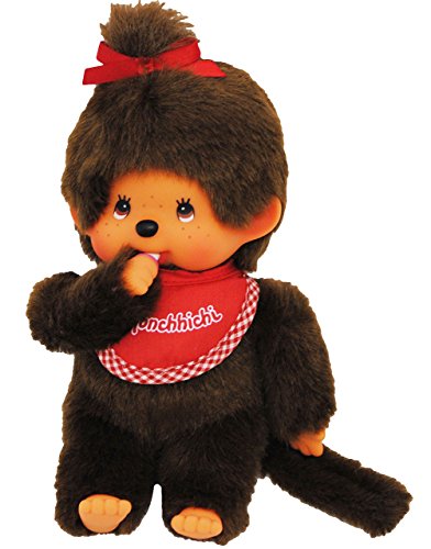 alles-meine.de GmbH Mädchen - Monchhichi - Lätzchen - ROT - 1 Zopf im Haar - 20 cm - Bekleidung ausziehbar - Plüschtier/Kuscheltier - Monchichi - Sportlich - groß - AFFE - .. von alles-meine.de GmbH