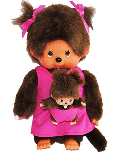 alles-meine.de GmbH Mädchen - Monchhichi - Mutter mit Kind/Baby - Bebichhichi - 2 Zöpfe im Haar - 20 cm - Bekleidung ausziehbar - Plüschtier/Kuscheltier - Monchichi - SPO.. von alles-meine.de GmbH