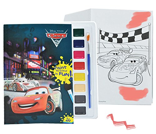 alles-meine.de GmbH Malbuch/Malblock - mit 8 Wasserfarben + Pinsel - Cars Lightning McQueen - Malvorlagen Autos Cars Auto - Aufkleber für Jungen Malbücher Farben Vorlagen -.. von alles-meine.de GmbH