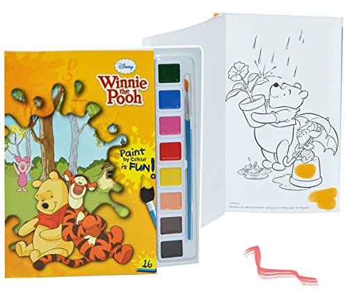 alles-meine.de GmbH Malbuch/Malblock mit 8 Wasserfarben + Pinsel - Winnie The Pooh Bär - Malvorlagen Puuh Tigger - Aufkleber für Jungen Mädchen Malbücher Farben Vorlagen - Wass.. von alles-meine.de GmbH