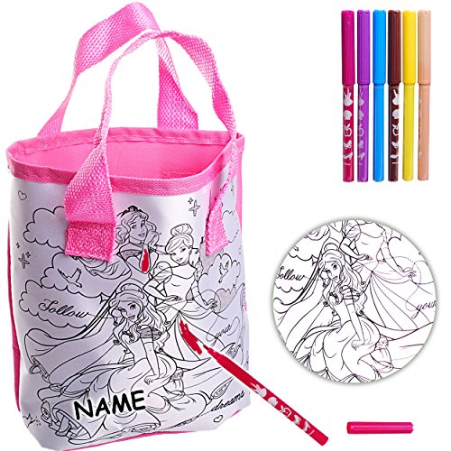 alles-meine.de GmbH Malset/Bastelset zum Bemalen - Tasche - Princess - Prinzessin - inkl. Name - mit Stiften/Textilmalfarben - Glitzer - Henkeltasche/Tragetasche - abwi.. von alles-meine.de GmbH