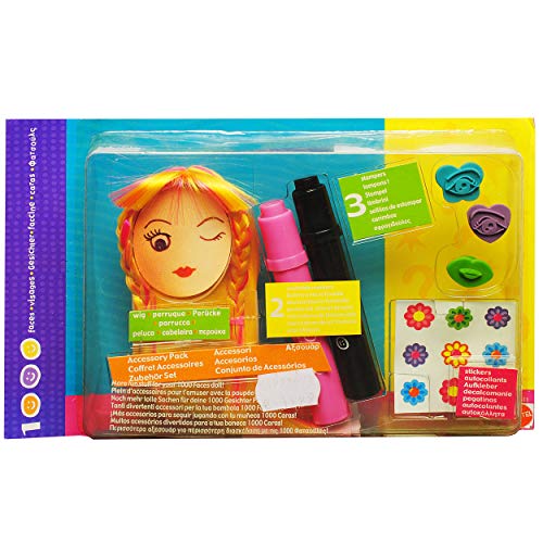 alles-meine.de GmbH Mattel - 1000 Faces/Gesichter - Zubehör Set - Accessoires - Perücke gelb rosa blond/Sticker/Stempel/abwaschbare Farbstifte von alles-meine.de GmbH