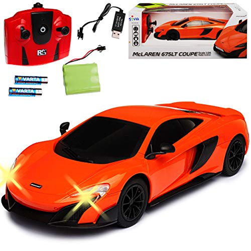 alles-meine.de GmbH McLaren 675LT Coupe Orange 2,4 GHz RC Funkauto mit Beleuchtung und Akkupack 1/24 Siva Modell Auto von alles-meine.de GmbH