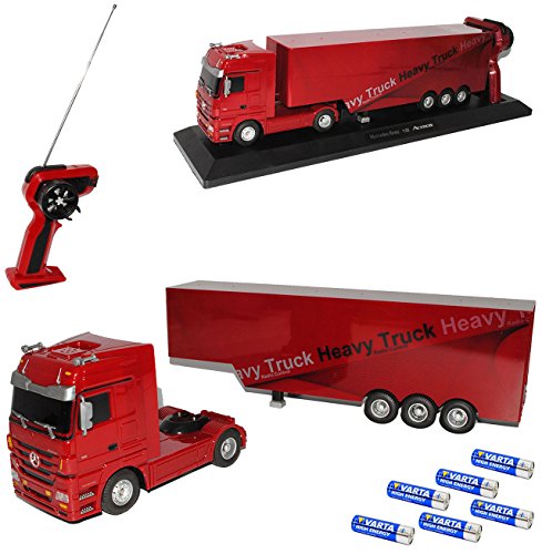 alles-meine.de GmbH Mercedes-B Actros Sattelschlepper Rot 40 MHz - Komplettset mit Batterien - RC Funkauto - mit Beleuchtung - viele Funktionen 1/32 Modellcarsonline Modell Auto .. von alles-meine.de GmbH