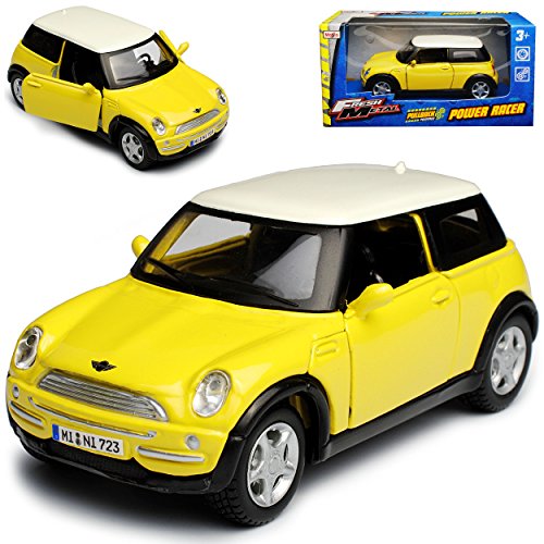 alles-meine.de GmbH Mini Cooper R50 Gelb mit weissem Dach 2001-2006 mit Rückzugsmotor ca 1/43 1/36-1/46 Modell Auto mit individiuellem Wunschkennzeichen von alles-meine.de GmbH