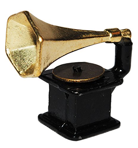 alles-meine.de GmbH Miniatur Grammophon - aus Metall - Maßstab 1:12 - Plattenspieler Schallplatte Musik Schallplattenspieler - Musikinstrument Musik Instrument - für Puppenstube .. von alles-meine.de GmbH