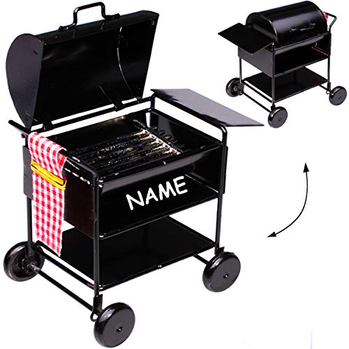 alles-meine.de GmbH Miniatur - Grill/Grillwagen - BBQ mit Deckel - inkl. Name - aus Metall/Maßstab 1:12 - Diorama - Servierwagen - Barbecue - Garten Grillen - Kochen - FL.. von alles-meine.de GmbH