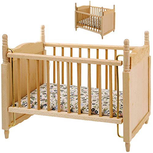 alles-meine.de GmbH Miniatur - Holz - Kinderbett/Bett - Babybett - Maßstab 1:12 - Puppenstube/Puppenhaus - Gitterbett - Puppenbett - Puppe - Kinderbettchen - Kinderzimmer - S.. von alles-meine.de GmbH