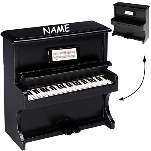 alles-meine.de GmbH Miniatur Klavier - Holz - schwarz - inkl. Name - Maßstab 1:12 - Puppenhaus - Piano aufklappbar - Pianino - Musikinstrument Musik Instrument - Pianoforte T.. von alles-meine.de GmbH