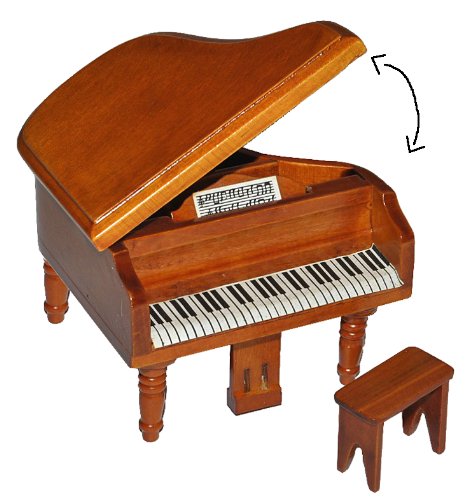 alles-meine.de GmbH Miniatur Konzert Flügel Klavier mit Hocker - Holz Maßstab 1:12 - aufklappbar - Möbel dunkel braun Puppenhaus Piano - Musikinstrument Musik Instrument von alles-meine.de GmbH