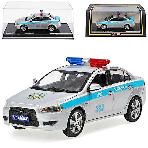 alles-meine.de GmbH Mitsubishi Lancer Polizei Police Kasachstan Kazakhstan Silber 1/43 Vitesse Modell Auto mit individiuellem Wunschkennzeichen von alles-meine.de GmbH