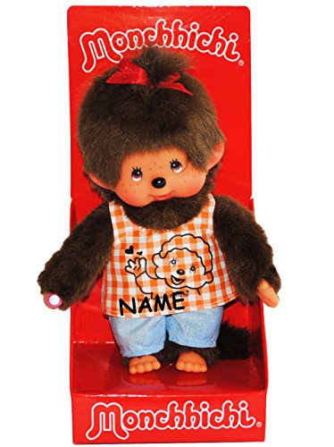 alles-meine.de GmbH Monchhichi - Mädchen - Kariertes Shirt & Hose - 1 Zopf im Haar - incl. Name - 20 cm - Bekleidung ausziehbar - Plüschtier/Kuscheltier - Monchichi - Sport.. von alles-meine.de GmbH