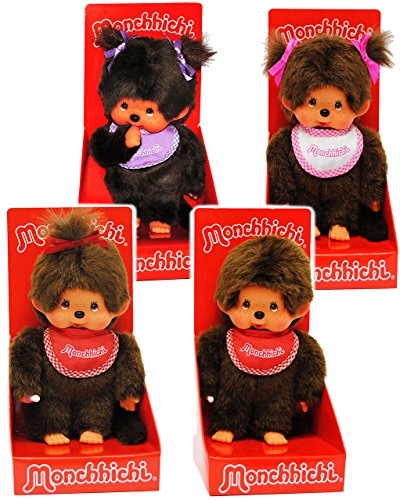 alles-meine.de GmbH Monchhichi - Mädchen - Lätzchen - ROSA/pink - 2 Zöpfe im Haar - 20 cm - ausziehbare Kleider - Plüschtier/Kuscheltier - Monchichi - Sportlich - groß - .. von alles-meine.de GmbH