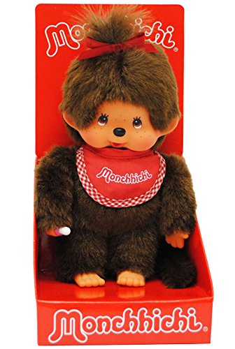 alles-meine.de GmbH Monchhichi - Mädchen - Lätzchen - ROT - 1 Zopf im Haar - 20 cm - Bekleidung ausziehbar - Plüschtier/Kuscheltier - Monchichi - Sportlich - groß - AFFE - .. von alles-meine.de GmbH