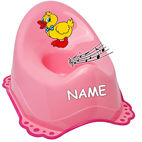 alles-meine.de GmbH Musik & Sound - Anti RUTSCH - Töpfchen/Nachttopf/Babytopf - rosa - pink Tiere - Ente inkl. Name - Bieco - Melody - mit großer Lehne + Spritzschutz - r.. von alles-meine.de GmbH