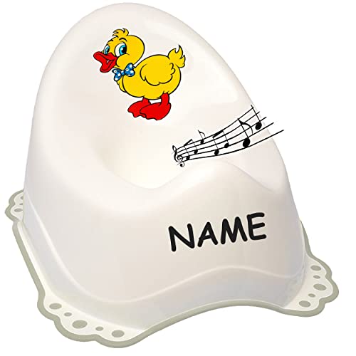 alles-meine.de GmbH Musik & Sound - Anti RUTSCH - Töpfchen/Nachttopf/Babytopf - weiß - grau Tiere - Ente inkl. Name - Bieco - Melody - mit großer Lehne + Spritzschutz - r.. von alles-meine.de GmbH