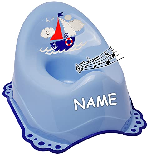 alles-meine.de GmbH Musik & Sound - Anti RUTSCH - Töpfchen/Nachttopf/Babytopf - blau Schiff - Boot inkl. Name - Bieco - Melody - mit großer Lehne + Spritzschutz - rutschf.. von alles-meine.de GmbH