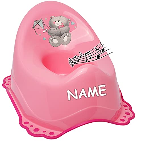 alles-meine.de GmbH Musik & Sound - Anti RUTSCH - Töpfchen/Nachttopf/Babytopf - rosa - pink Tiere - Teddybär - Teddy inkl. Name - Bieco - Melody - mit großer Lehne + Spri.. von alles-meine.de GmbH