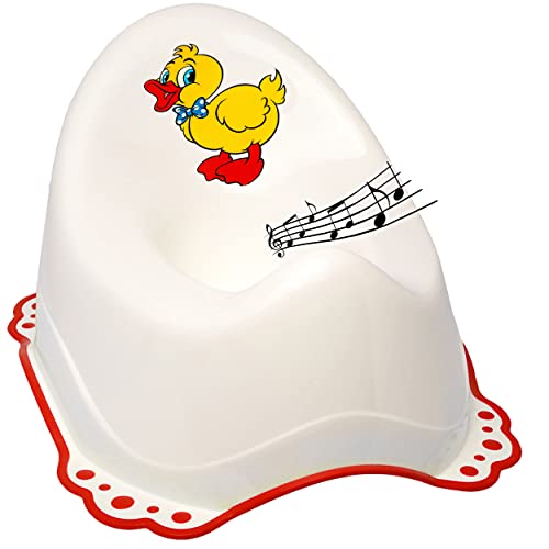 alles-meine.de GmbH Musik & Sound - ANTI RUTSCH - Töpfchen/Nachttopf/Babytopf - weiß - rot Tiere - Ente Bieco - Melody - mit großer Lehne + Spritzschutz - rutschfest anti.. von alles-meine.de GmbH