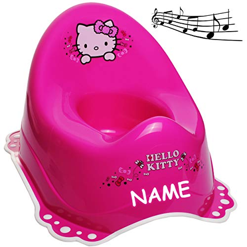 alles-meine.de GmbH Musik & Sound - Anti RUTSCH - Töpfchen/Nachttopf/Babytopf - pink - rosa Helllo Kitty - Katze inkl. Name - Bieco - Melody - mit großer Lehne + Spritzsc.. von alles-meine.de GmbH