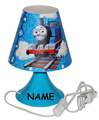 alles-meine.de GmbH Nachttischlampe Thomas die Lokomotive - incl. Name - 29 cm hoch - Tischleuchte für Kinder Kinderzimmer - Jungen Eisenbahn Lok Zug - Tischlampe Lampe Stehlampe von alles-meine.de GmbH