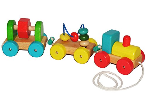 alles-meine.de GmbH Nachziehzug - Zug/mit Motorikschleife - aus Holz - Ziehtier/Ziehauto - Motorik - Schiebespiel - Holzfigur zum Schieben/Ziehen - Spielzeug für Kinder Mäd.. von alles-meine.de GmbH