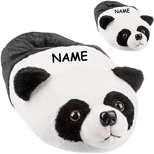 alles-meine.de GmbH Plüsch Hausschuhe - Panda Bär - Größe 33-42 EU inkl. Name - Größe frei wählbar schön warm Kuschel - für Kinder & Erwachsene - ABS Sohle rutschfest - P.. von alles-meine.de GmbH