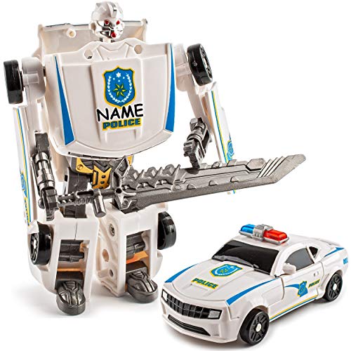 alles-meine.de GmbH Polizei Auto - Transformer - Roboter - inkl. Name - zum Umbauen/Bauen + Konstruieren - Spielzeugtransformer - Roboterauto umbaubar - für Kinder/Spielzeug .. von alles-meine.de GmbH