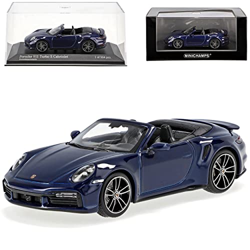 alles-meine.de GmbH Porsche 911 992 Turbo S Cabrio Einzian Blau Metallic Neue Generation Ab 2019 1/43 Minichamps Modell Auto mit individiuellem Wunschkennzeichen von alles-meine.de GmbH