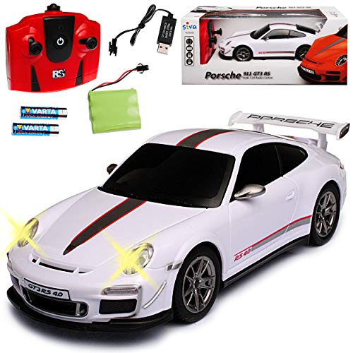 alles-meine.de GmbH Porsche 911 997 GT3 RS 4.0 Coupe Weiss 2,4 GHz RC Funkauto mit Beleuchtung und Akkupack 1/24 Siva Modell Auto mit individiuellem Wunschkennzeichen von alles-meine.de GmbH