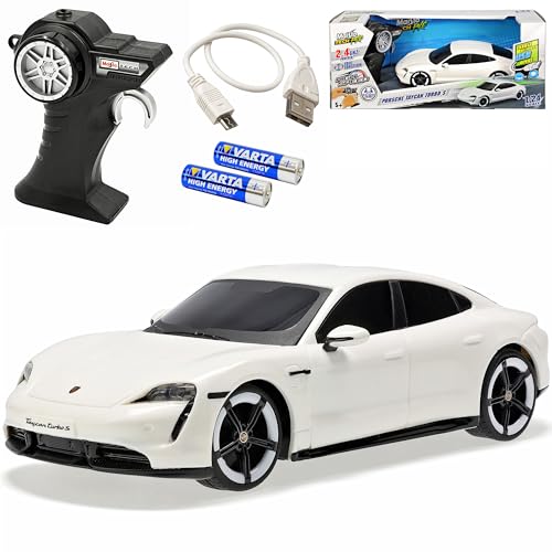 alles-meine.de GmbH Porsche Taycan Weiss Ab 2019 2.4 GHz RC Funkauto - inklusive Akku Batterien - sofort startklar 1/24 Modell Auto mit individiuellem Wunschkennzeichen von alles-meine.de GmbH