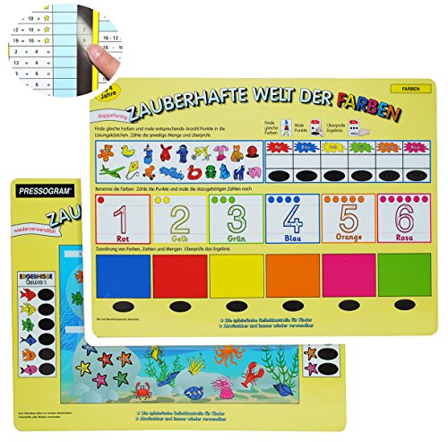 alles-meine.de GmbH Pressogramm: schreib und wisch Weg - Welt der Farben/Farbe Lernen + Zahlen Zählen - zum Rechnen Mathematik - Vorschule Kindergarten üben/Übungsblatt von alles-meine.de GmbH